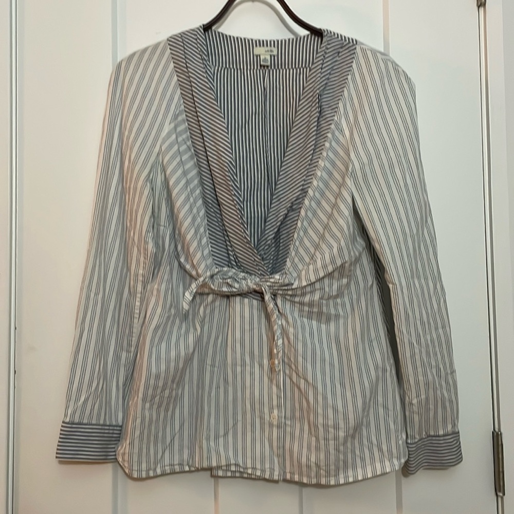 Anthropologie - Odille Long sleeve Striped Blue Shirt (8)